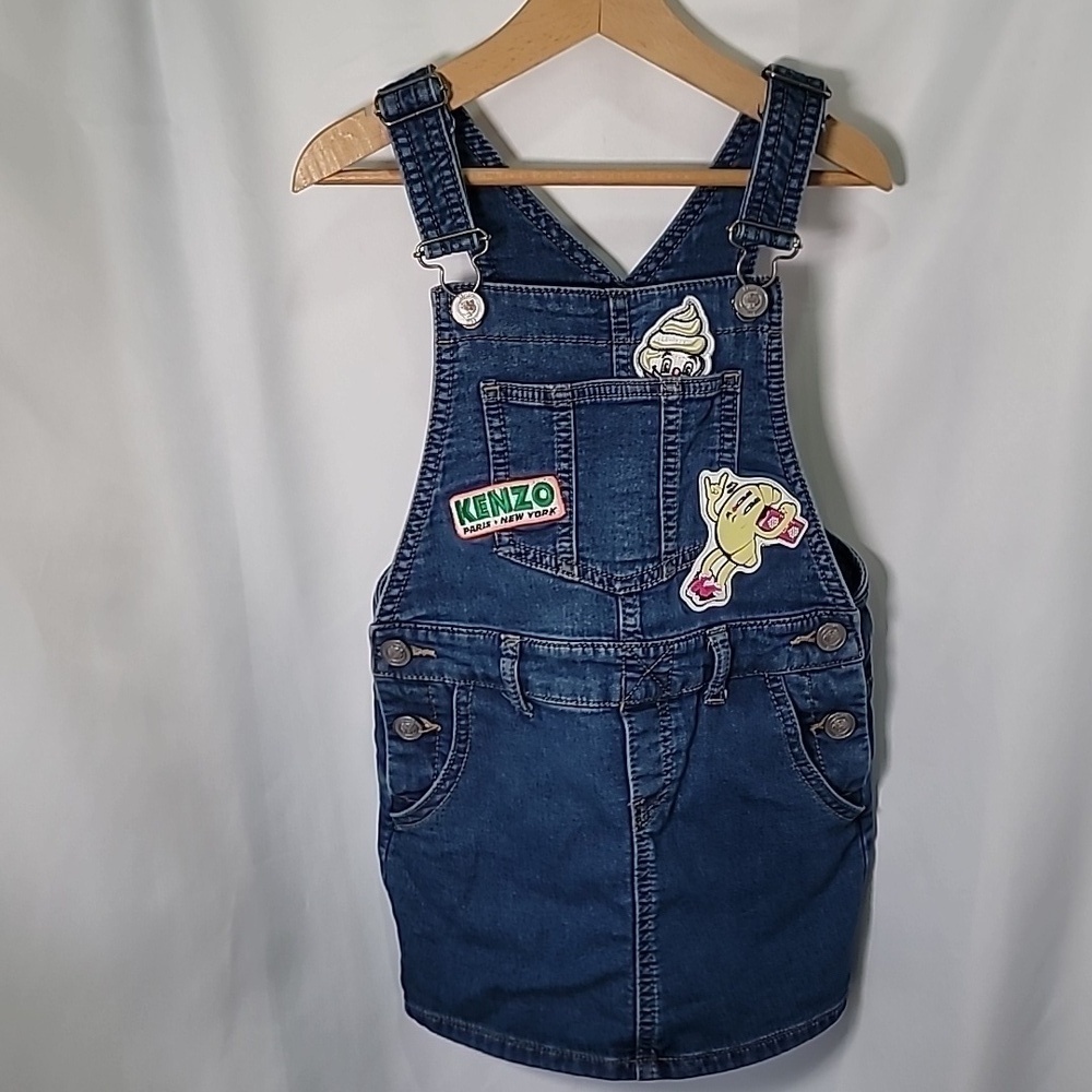 KENZO authentic Patch Overalls Skirt Jumper Denim Jean